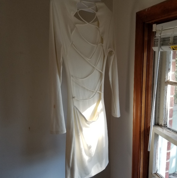 White Open Back Dress - Picture 4 of 7